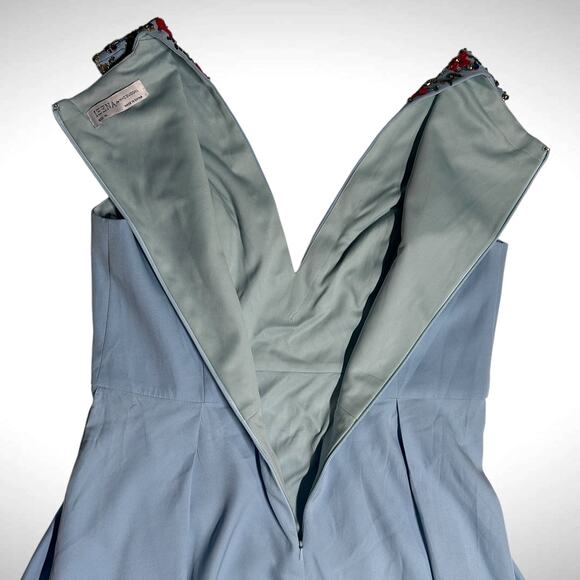 Mac Duggal Ieena Beaded Cap Sleeve V-Neck A Line Gown Dress Size 14 French‎ Blue - Picture 9 of 14